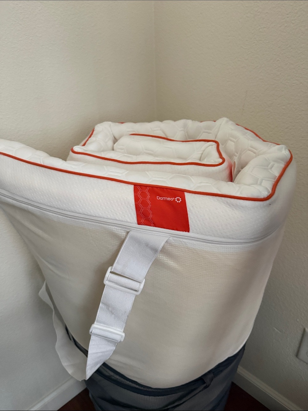 White Mattress Topper with Orange Piping